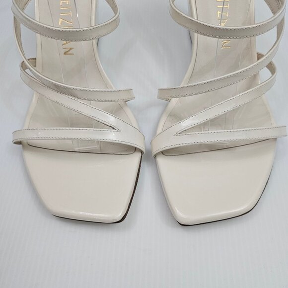 Stuart Weitzman Strapeze 85 Wedge Womens 10 Ivory Leather Strappy Sandal Slide - Picture 5 of 11